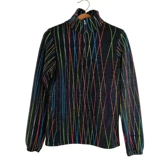 Spyder Black Neon Lines Fleece Quarter Zip Women's Size M - Picture 2 of 7